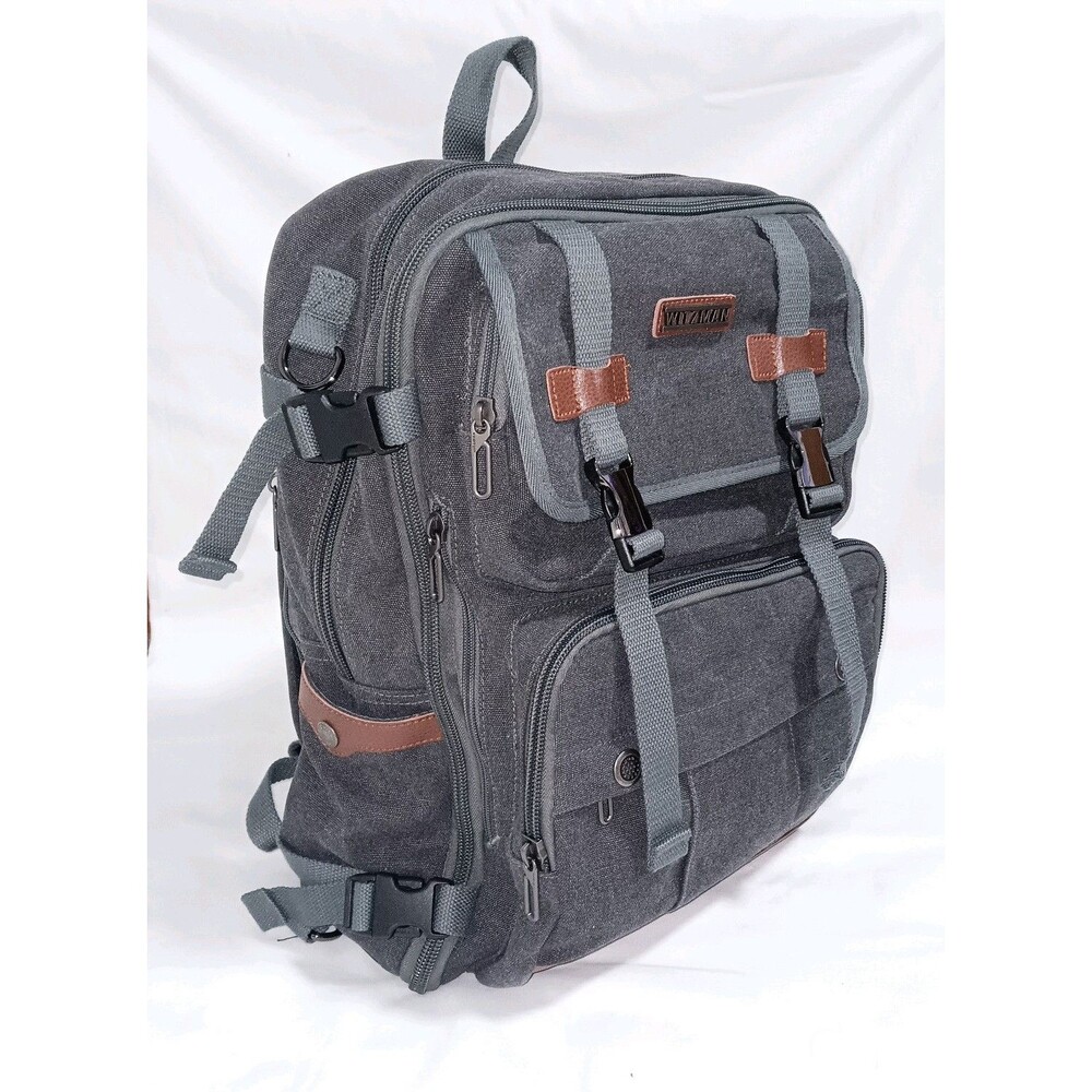 WITZMAN Canvas Travel Backpack for Men Large Laptop Upgraded/19 inch, Charcoal